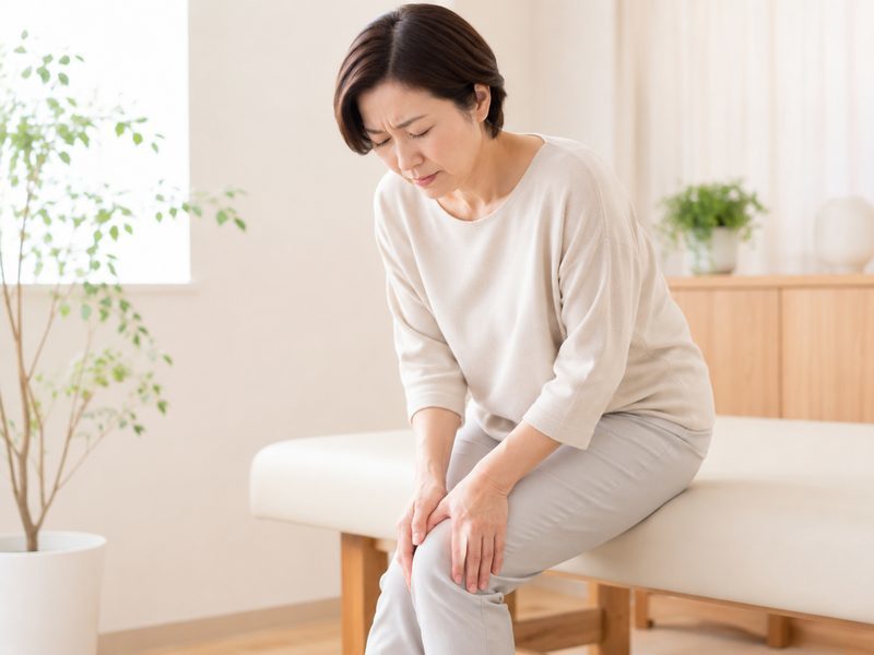 膝の痛みに悩む女性